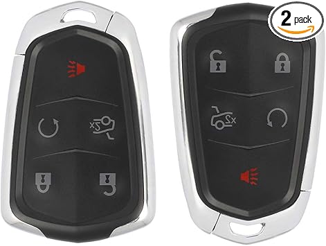 SCITOO Keyless Entry Remote Car Key Fob Replacement for 2 X 5 Button Uncut Keyless Entry Option for Cadillac CTS 2014-2019 for Cadillac XTS for Cadillac ATS 2015-2019 2pcs FCC HYQ2AB (315 MHZ)