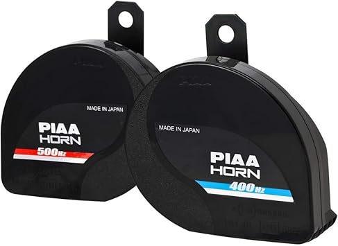 Piaa 85114 Slim Line 112Db 400Hz and 500Hz Twin Tone Sports Horn Kit for All Vehicles, Black