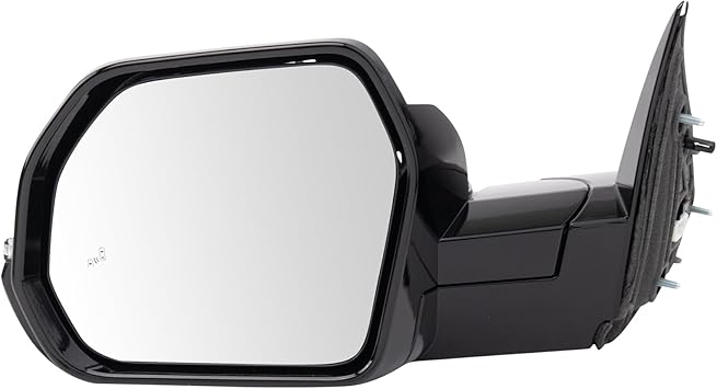 TRQ Left Mirror Manual Folding with Housing Turn Signal with Smooth Black Cover Drivers Side Compatible with 2022-2024 Toyota Tundra TO1320434