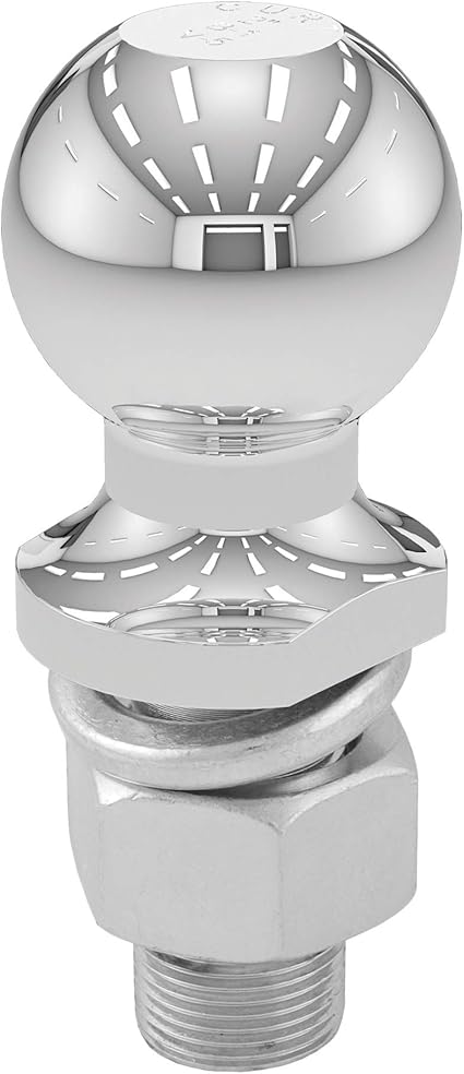 CURT 40004 Chrome Trailer Hitch Ball, 6,000 lbs, 2-Inch Diameter, 1 x 2-1/8-Inch Shank