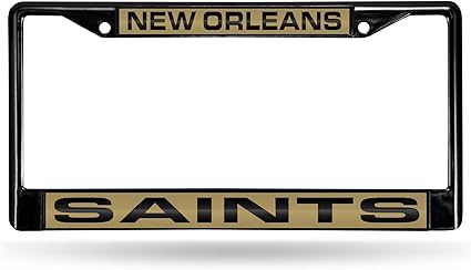 Rico Industries NFL New Orleans Saints Black Black Laser Cut Chrome Frame 12