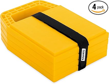 Camco Camper/RV Stabilizing Jack Pads - Features Interlocking Design & Includes Handy Strap for RV Storage and Organization - Molded of Strong UV Stabilized Polypropylene - 4-Pack (44595)