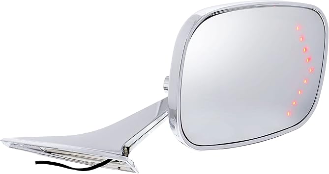 United Pacific 110297 Rectangular Exterior Mirror With Convex Glass and LED Turn Signal For 1968-79 Chevy Car - R/H,chrome