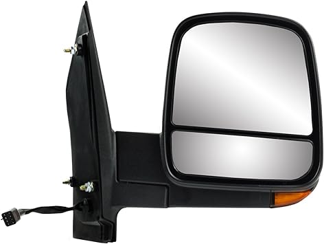 Fit System Passenger Side Mirror for Chevrolet Express, GMC Savana, textured black, w/turn signal, dual lens, foldaway, Heated Power