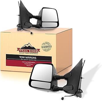 Trail Ridge Tow Mirror Power Textured Black Chrome Pair Set Compatible with Nissan Suzuki