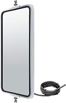 Retrac 601288 7 x 16-Inch Stainless Steel Rounded Angle-Back Heated, Lighted West Coast Mirror Head, Universal Driver or Passenger Side, Chrome