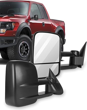 ECCPP Tow Mirrors Manual Telescoping Towing Mirrors Pair Replacement fit for 1999-2006 for Chevy for Silverado for GMC for Sierra Driver and Passenger Side Manual Control No Heated and Light Black