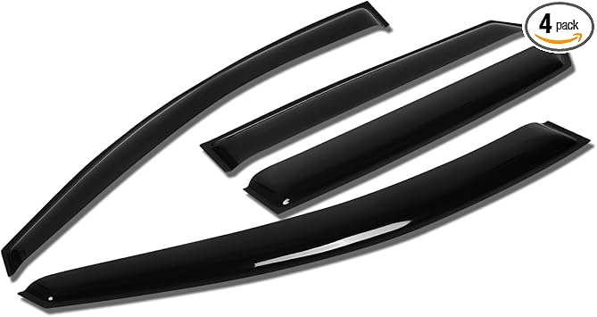 DNA MOTORING WVS-T2-0085 Vent Window Visor Deflector Rain/Sun Guard (4pcs, Dark Smoke), 1 Pack