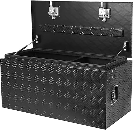 36 Inch truck tool box,Aluminum underbody tool boxes,Square Truck Storage Organizer Chest for Pickup Truck Bed,RV Trailer - T-Handle Lock and Keys Included