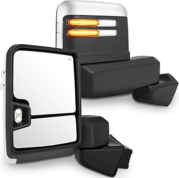 SCITOO Tow Mirrors Compatible with for 2019-2022 For GMC For Serria 1500 Pickup Truck Mirrors Power Heated Turn Signal Width Puddle Running Back-up Light Temp Sensor Chrome Towing Mirrors LH RH