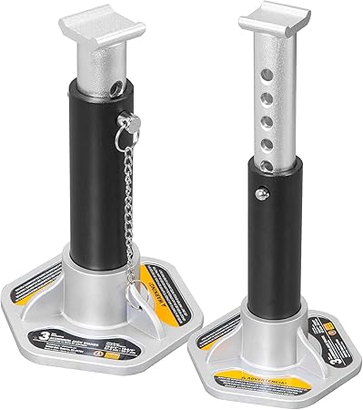 Torin 3 Ton (6,000 LBs) Capacity Aluminum Jack Stands, 2 Pack, Black/Silver, AT43004B