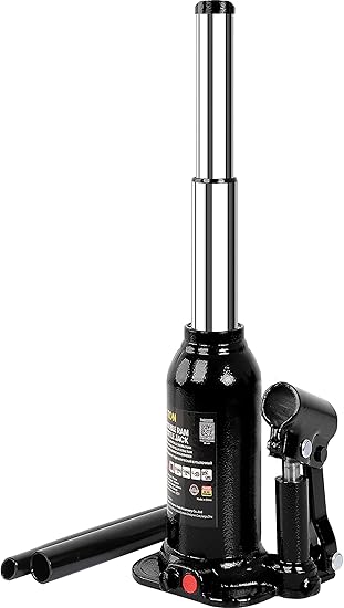 Torin 2 Ton (4,000 LBs) Double Ram Welded Bottle Jack for Car Auto Repair and House Lift, Black, ATH80202XB