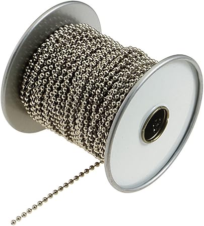 Lucky Line Nickel-Plated Steel (No. 6) Ball Chain Spool, 100-Feet (31700)