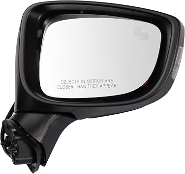 TRQ Right Mirror without Heat with Housing Turn Signal with Blind Spot Indicator Passenger Side Compatible with 2014-2016 Mazda 3 MA1321193