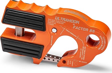 Factor 55 Ultrahook Closed System Shackle Pin Mount, Designed for Steel Cables and Synthetic Ropes - Orange