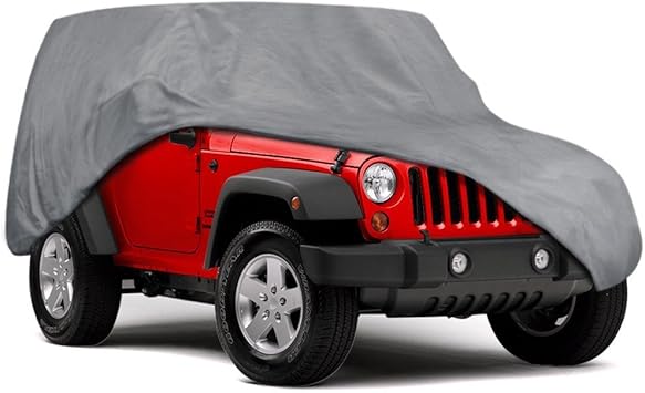 Outdoor Car Cover for Jeep Wrangler 2 Door - All Weather Protection SUV Waterproof Cover