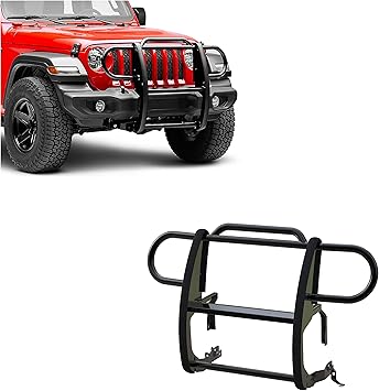 Black Horse Grille brush Bumper Guard Modular Black Compatible with 2020-2024 Jeep Gladiator|2018-2024 Jeep Wrangler(Excl. 21-24 V8 engine and trims)-17JPJLMA