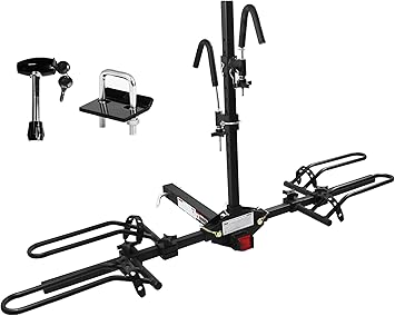 MaxxHaul 50931 Hitch Mount Bike Rack Platform - Style 2-Bike Rack for Cars Trucks SUVs Minivans with Hitch Tightener Great for E-Bikes with Standard Width Tires w/Hitch Locking Pin with Swivel Head