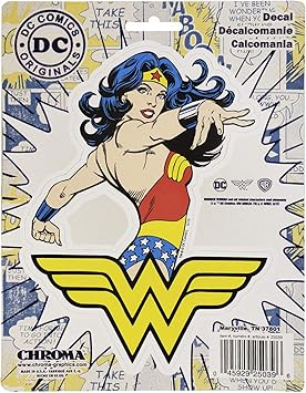 Chroma 025039 Warner-Bros DC Comics White, Yellow, Blue, Red, Cream, Black 6 * 8 Wonder Woman Stick Onz Decal, 1 Pack