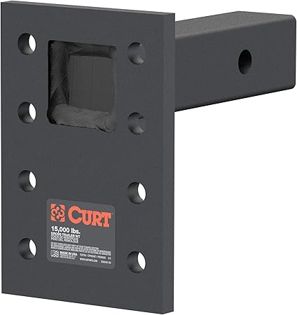 CURT 48328 Adjustable Pintle Mount for 2-Inch Hitch Receiver, 15,000 lbs, 6-1/2-Inch Drop, 6-Inch Length, Carbide Black Powder Coat