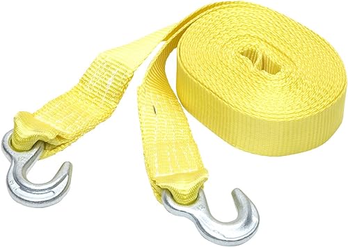 WINSTON PROD SmartStraps 30’ Commercial Duty Tow Strap with Hooks — 9,000lbs Break Strength, 3,000lbs Safe Work Load – Recovery Strap for Stuck Vehicles and Machinery