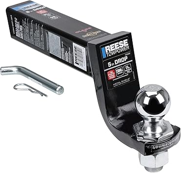 Reese 7090900 Interlock® Trailer Hitch Ball Mount Starter Kit, 13,000 lbs. Capacity, Heavy Duty, Fits 2-1/2 in. Receiver, 5 in. Drop, Black