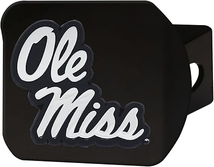 FANMATS University of Mississippi (Ole Miss) Black Metal Hitch Cover , 3.4