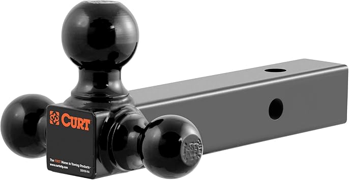 CURT 45650 Multi-Ball Trailer Hitch Ball Mount, 1-7/8, 2, 2-5/16-Inch Balls, Fits 2-Inch Receiver, 10,000 lbs, GLOSS BLACK POWDER COAT