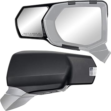 K Source Snap & Zap Custom Towing Mirror Pair for Cadillac Escalade, Chevrolet Suburban/Tahoe, GMC Yukon,Black