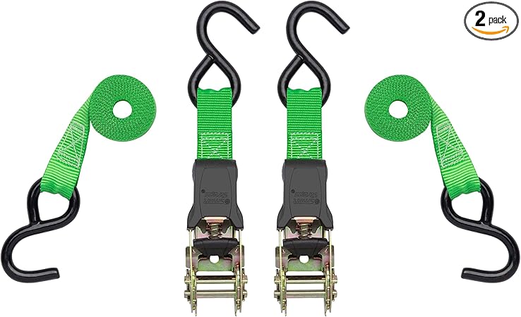 SmartStraps Ratchet Straps - 6ft GRN Padded Ratchet 2pk 1,500lb , green -SMAR138