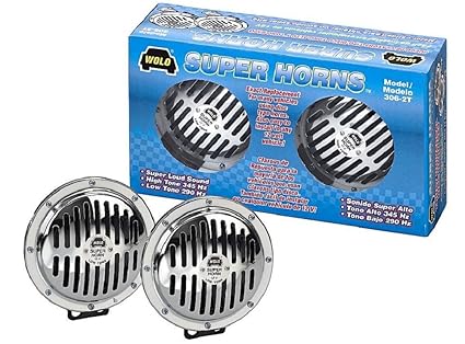 Wolo (306-2T) Super Horns Chrome Plated Horns - 12 Volt, Low and High Tone