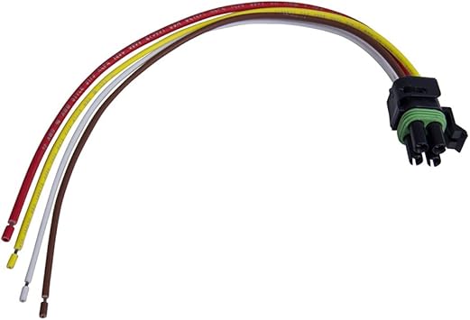 Kwikee Replacement Electric RV Step 4-Way Wiring Plug with Packard Connector for 5th Wheel RVs, Travel Trailers and Motorhomes, 4-Pin Pre-Wired Harness with Male Connection - 369243