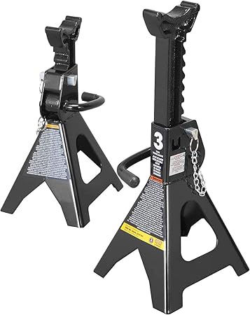 Torin 3 Ton (6,000 LBs) Capacity Double Locking Steel Jack Stands, 2 Pack, Black, AT43002AB