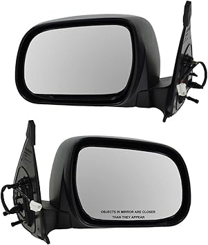 TRQ Driver & Passenger Side Mirror Set Power with Textured Housing Compatible with 2005-2011 Toyota Tacoma TO1320256 TO1321256