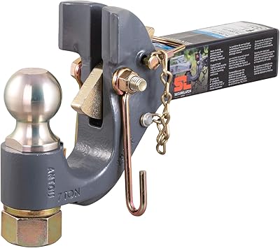 CURT 48407 SecureLatch Receiver-Mount 2-Inch Ball and Pintle Hitch Combination, 2-in Shank, 14,000 Pounds