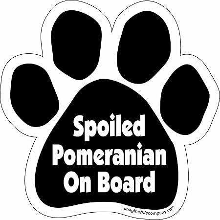 Paw Car Magnet, Spoiled Pomeranian on Board, 5-1/2-Inch by 5-1/2-Inch