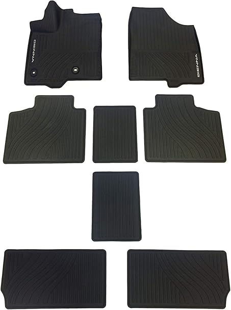 Genuine Toyota 2017-2020 Sienna Rubber All Weather Floor Liners/Mats (8 Piece Set) PT908-08170-02