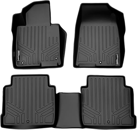 SMARTLINER Custom Fit Floor Mats 2 Row Liner Set Black for 2015-2019 Hyundai Sonata / 2016-2019 Kia Optima