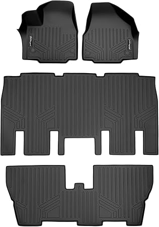 SMARTLINER Custom Floor Mats 3 Row Liner Set Black for 2017-2021 Chrysler Pacifica 8 Passenger Model Only (No Hybrid or Pinnacle Models)