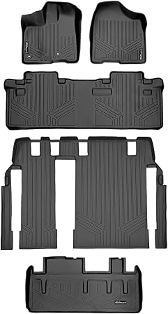 MAXLINER Custom Floor Mats 3 Rows and Cargo Liner Behind 3rd Row Set Black Compatible with 2013-2020 Toyota Sienna 8 Passenger Model