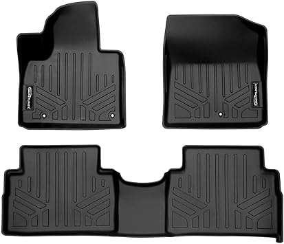 SMARTLINER Custom Fit All Weather Black 2 Row Floor Mat Liner Set Compatible with 2021-2023 Hyundai Santa Fe (Only Fits Hybrid Models)