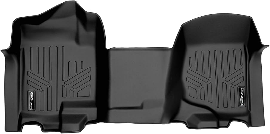 SMARTLINER Floor Mats 1st Row Liner Set Black for 2007-2013 Silverado/Sierra 1500-2007-14 2500/3500 HD Crew or Extended Cab