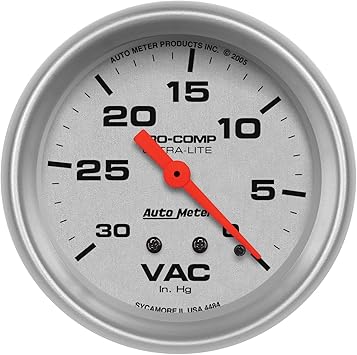 Auto Meter 4484 Ultra-Lite Mechanical Vacuum Gauge , 2.625 in.