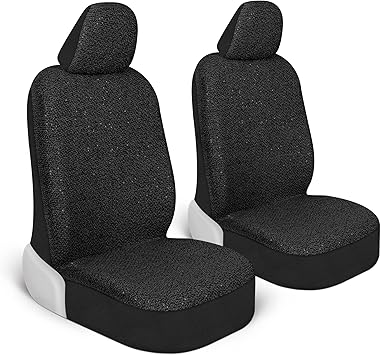 Sequin Tweed Bling Car Seat Covers, 2 Pack Beige Seat Covers for Cars with Shiny Bling Detail, Cute Automotive Interior Protectors for Trucks Van SUV, Car Accessories for Women