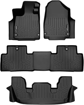 SMARTLINER Custom Fit All Weather Floor Mats 3 Row Liner Set Black Compatible with 2022-2025 Acura MDX