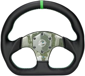 NRG Innovations NRG-RST-024CF-GN Carbon Fiber Steering Wheel 320mm, Green Carbon Fiber Center with Green Stitch Green Center Mark, Flat Bottom