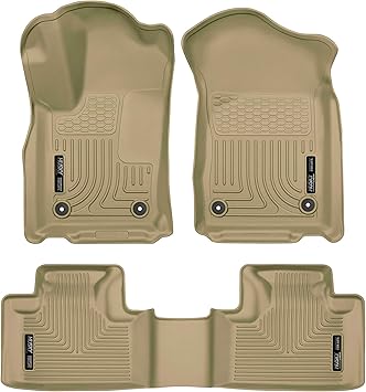 Husky Liners Weatherbeater Floor Mats | Fits 2016-2024 Dodge Durango; 2016-2021 Jeep Grand Cherokee; 2022 Jeep Grand Cherokee WK | Front & 2nd Row, 3-pc Tan - 99153