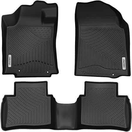 OEDRO Floor Mats Compatible for 2014-2015 Nissan Altima / 2016-2020 Nissan Maxima, Unique Black TPE All-Weather Guard Includes 1st and 2nd Row: Front, Rear, Full Set Liners