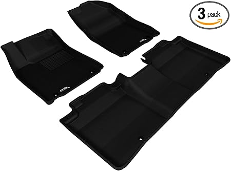 3D MAXpider Complete Set Custom Fit All-Weather Floor Mat for Select Lexus ES/ ES Hybrid Models - Kagu Rubber (Black)