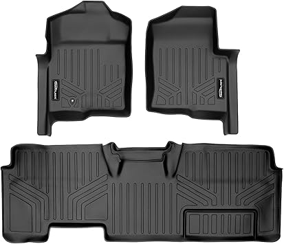 MAXLINER Floor Mats 2 Row Liner Set Black for 2009-2010 Ford F-150 SuperCab Non Flow-Through Center Console